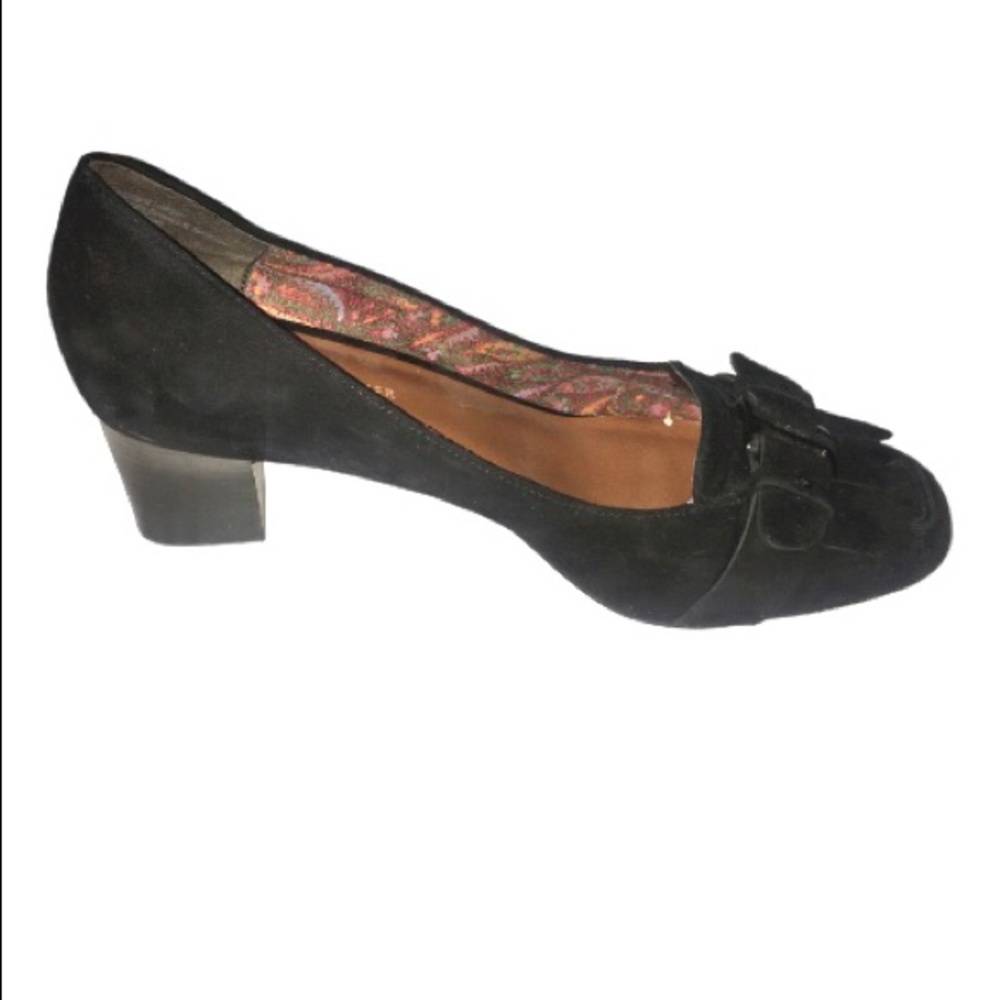 Etienne Aigner Suede Leather Black Thick Heels 7